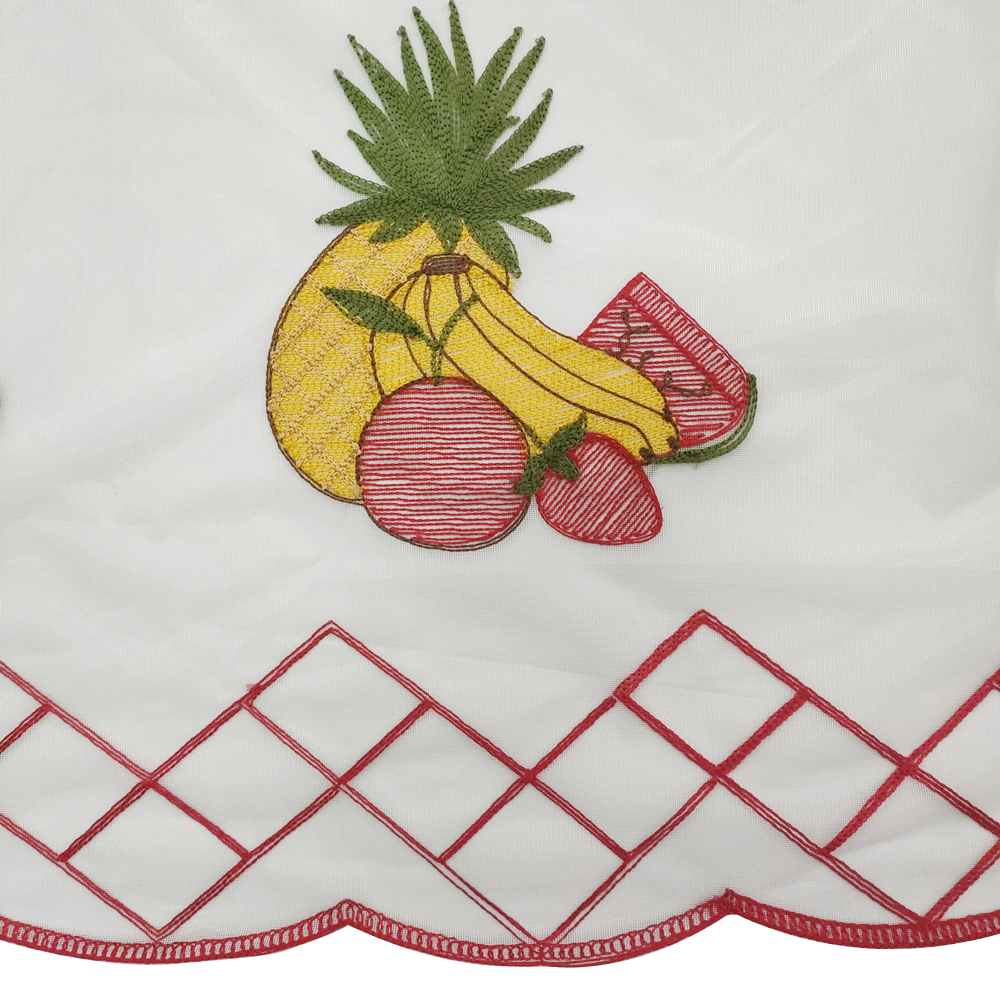 American Style Fruits Eyelet Embroidery Curtain for Kitchen and Cafe