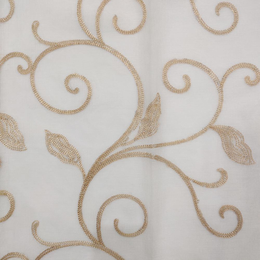 Classic Vine Pattern Design Luxury Style Embroidered Yarn Curtain Fabric 