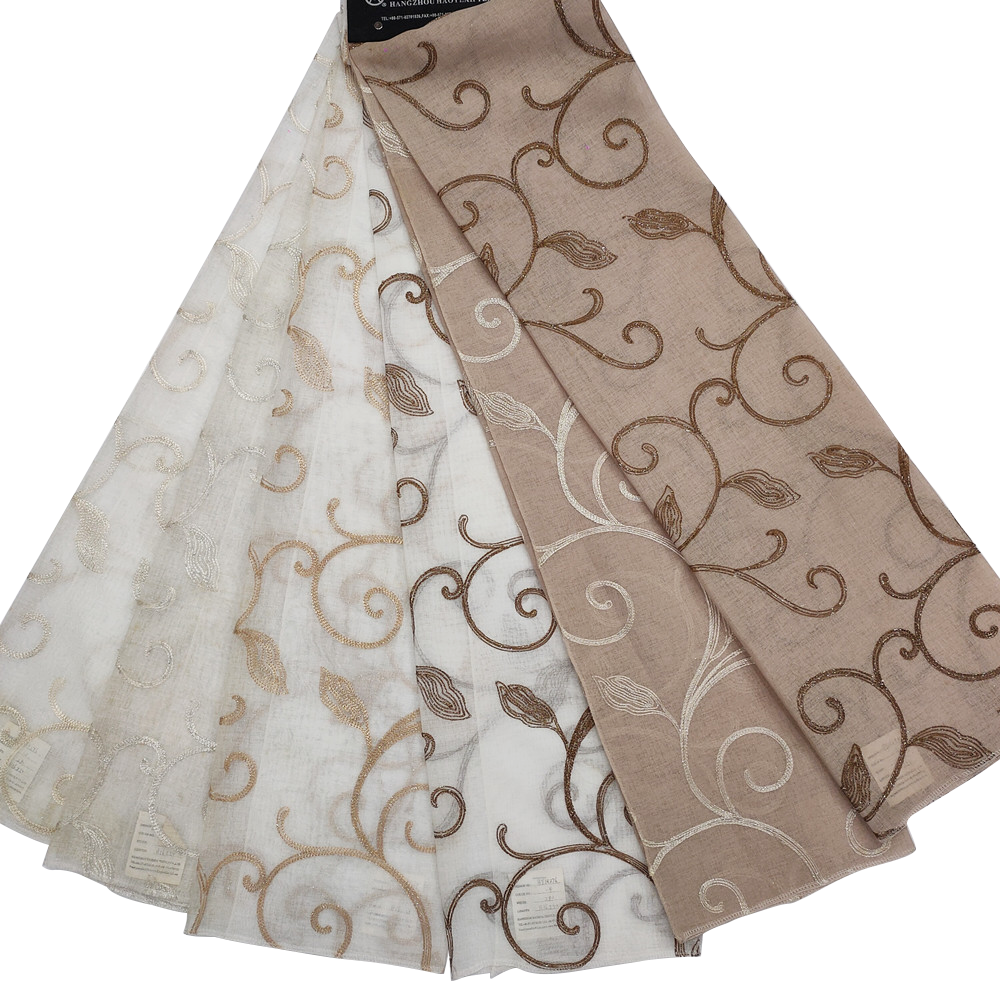 Classic Vine Pattern Design Luxury Style Embroidered Yarn Curtain Fabric 