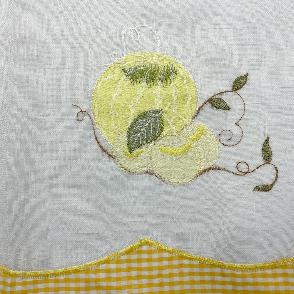 Watermelon and Apple Pattern Linen Slub Hemp Embroidery Shading Curtain Fabric