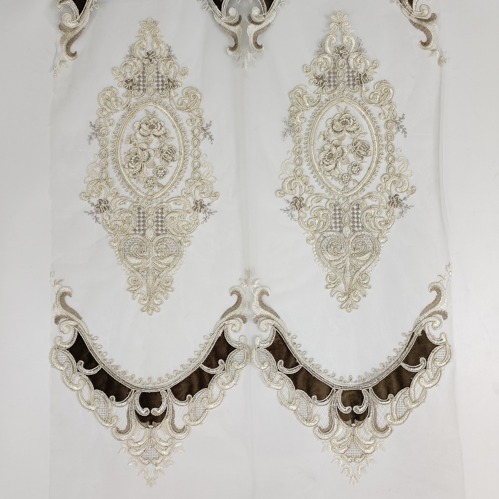 Tulle Lace Fabric High-end Embroidery Sheer Voile Curtain Fabric 