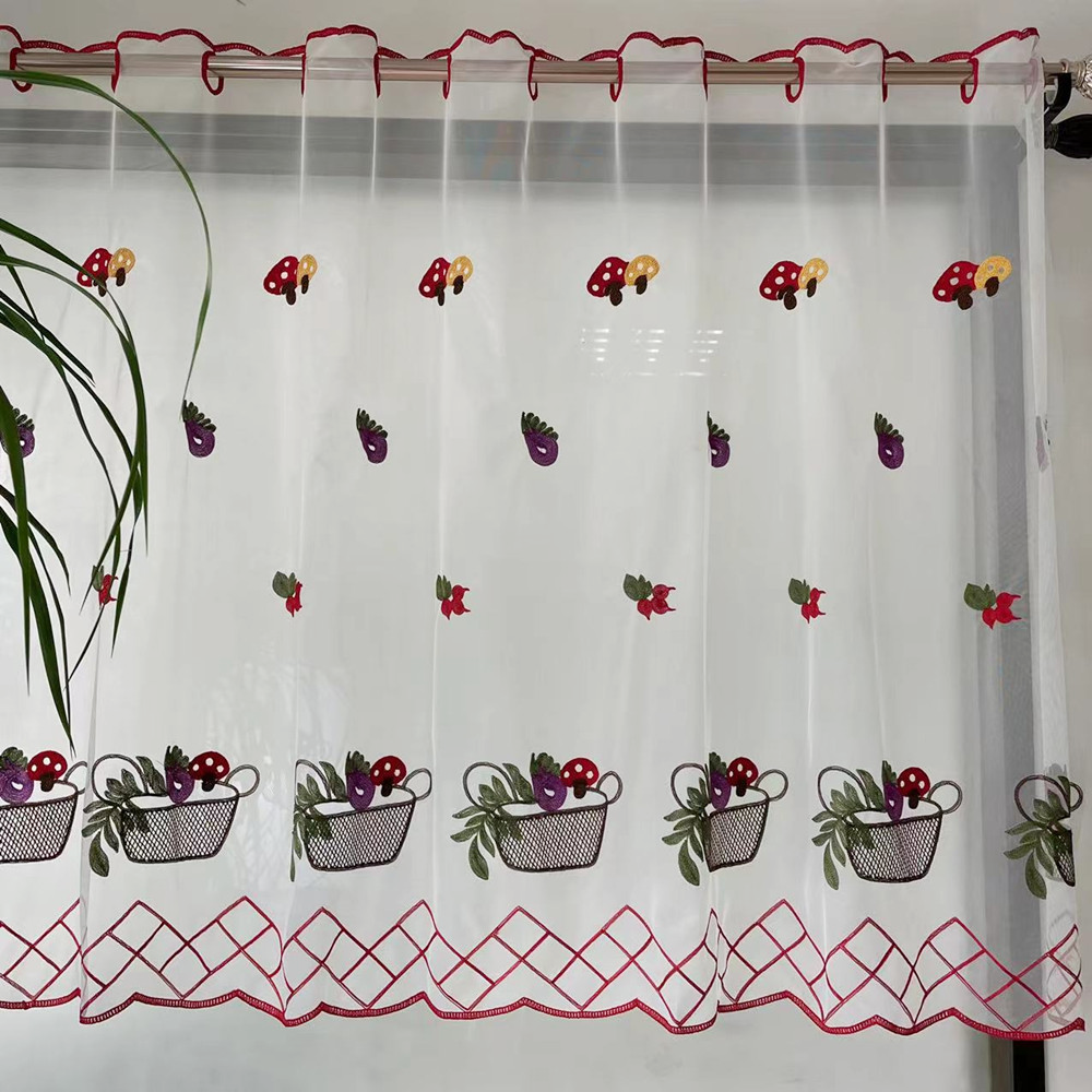 Vegetable Baskets Design Eyelet Embroidery Terylene Yarn Curtain 