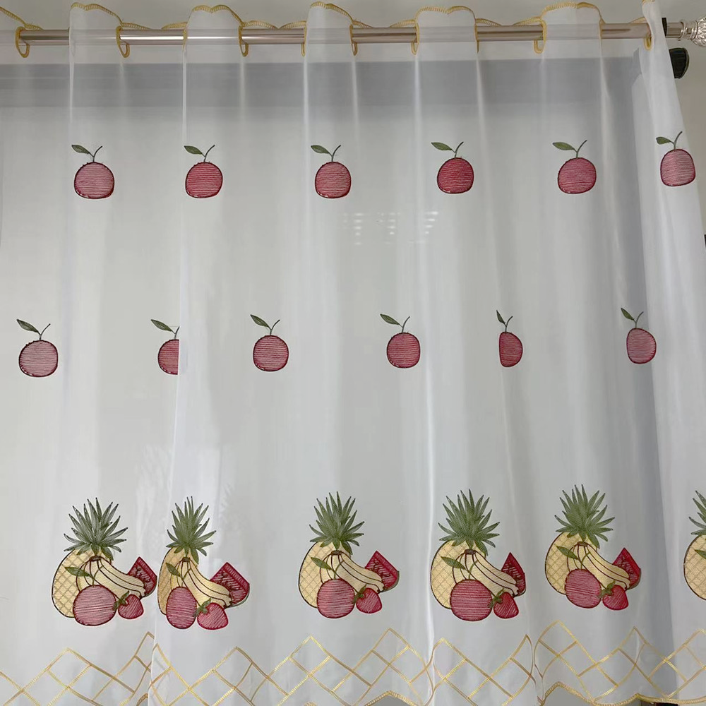 Classic Design Style Fruit Series Embroidery Kitchen Short Half Curtain
