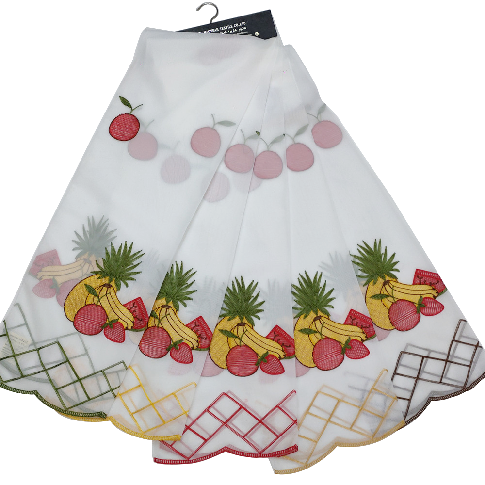 Classic Design Style Fruit Series Embroidery Kitchen Short Half Curtain
