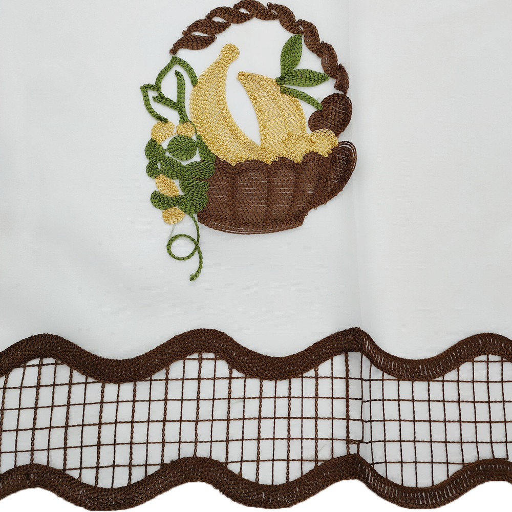  Terylene Fibre Banana Embroidery Floral Kitchen Cafe Short Curtain