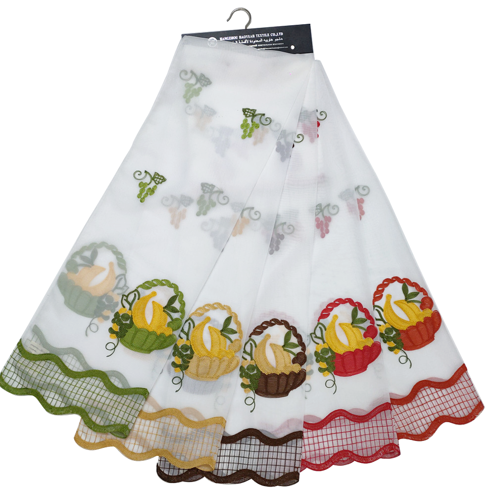  Terylene Fibre Banana Embroidery Floral Kitchen Cafe Short Curtain