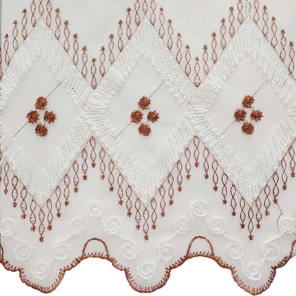 High Quality Rhombus Irregular Embroidery Curtain Fabric 