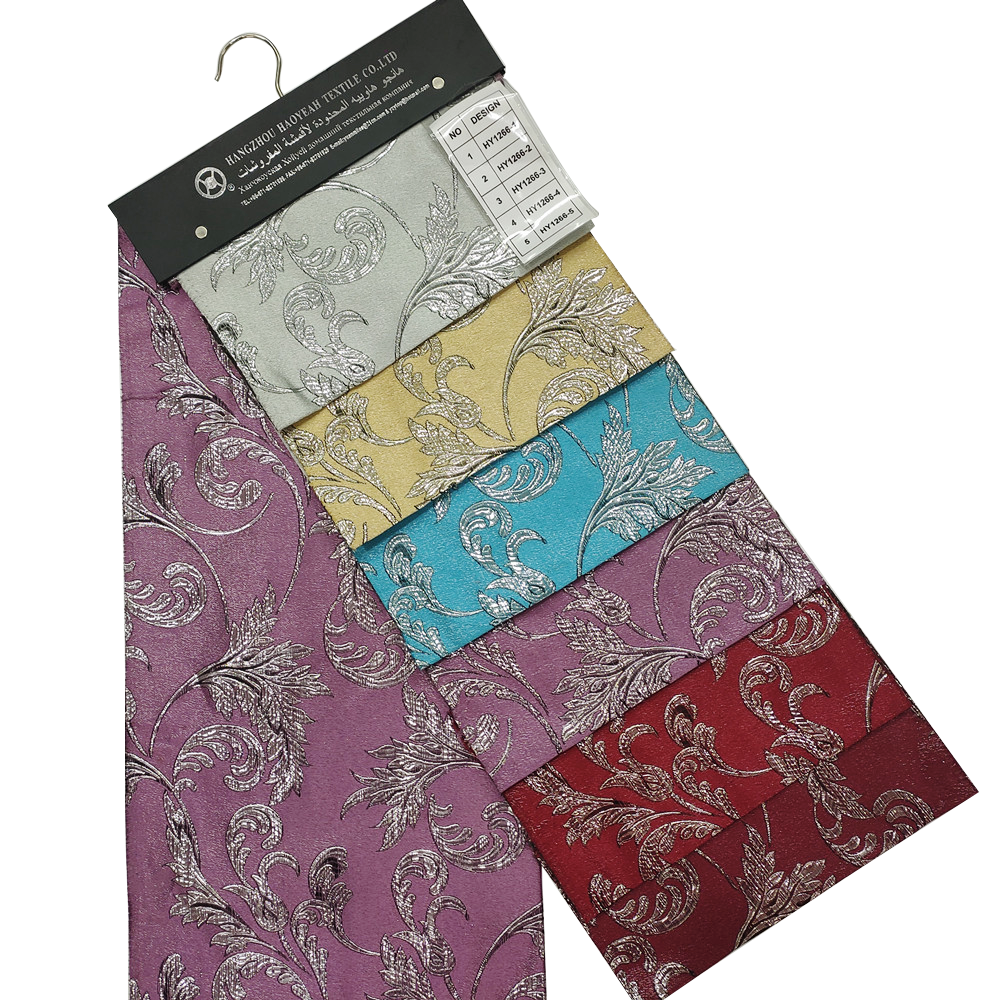 Leaf Pattern Design  Polyester Lurex Silver Jacquard Curtain Fabric 