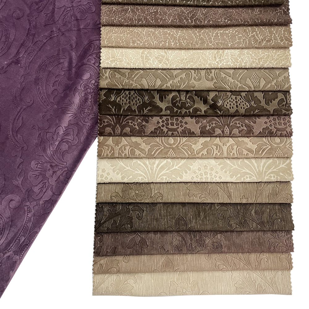 Polyester European Classical Style Embossed Holland Velvet Fabric for Curtain