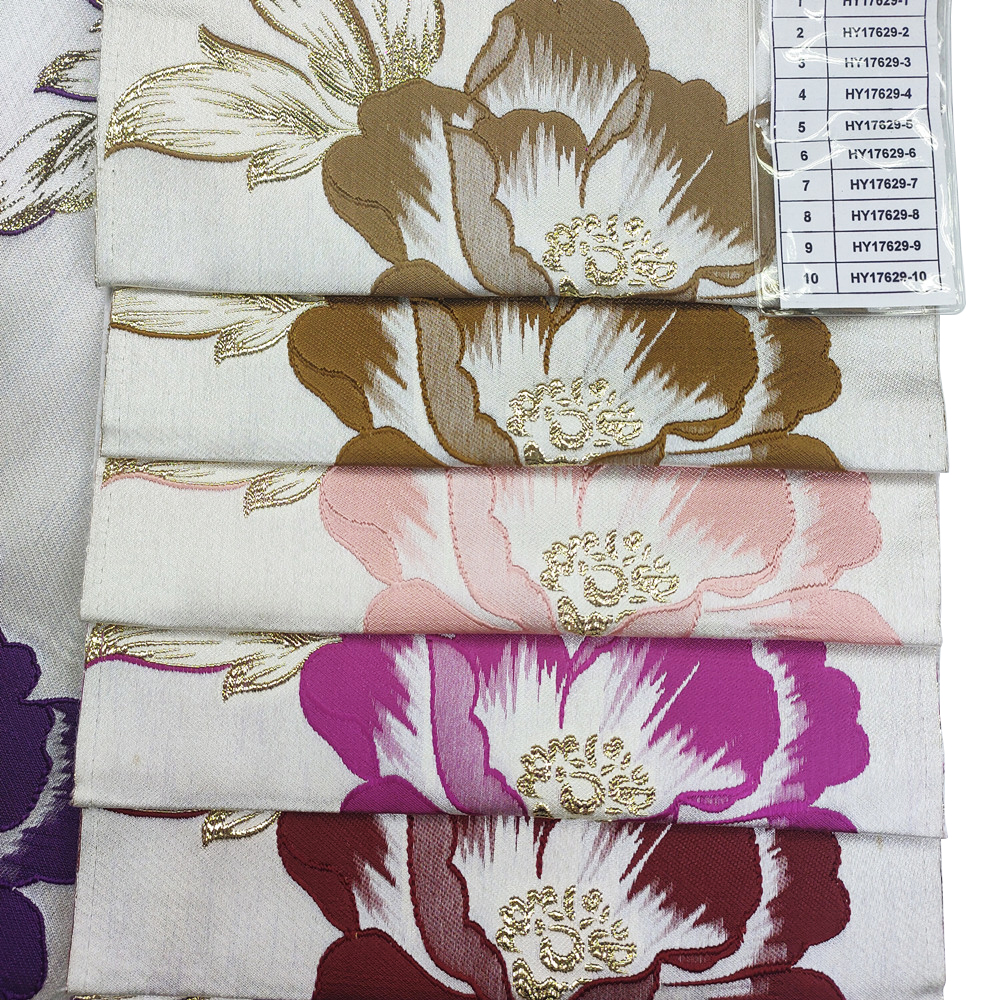 230GSM Middle Eastern Style Peony Flower Design Metallic Jacquard Curtain Fabric 