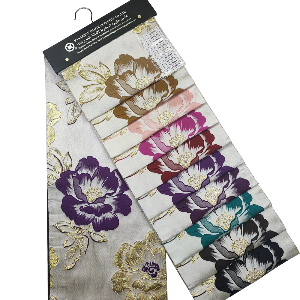230GSM Middle Eastern Style Peony Flower Design Metallic Jacquard Curtain Fabric 