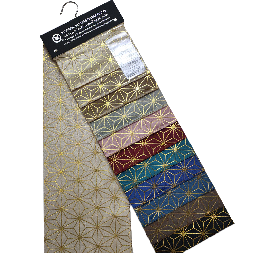Polyester Soft Gold Foil Italian Velvet Fabric for Curtain