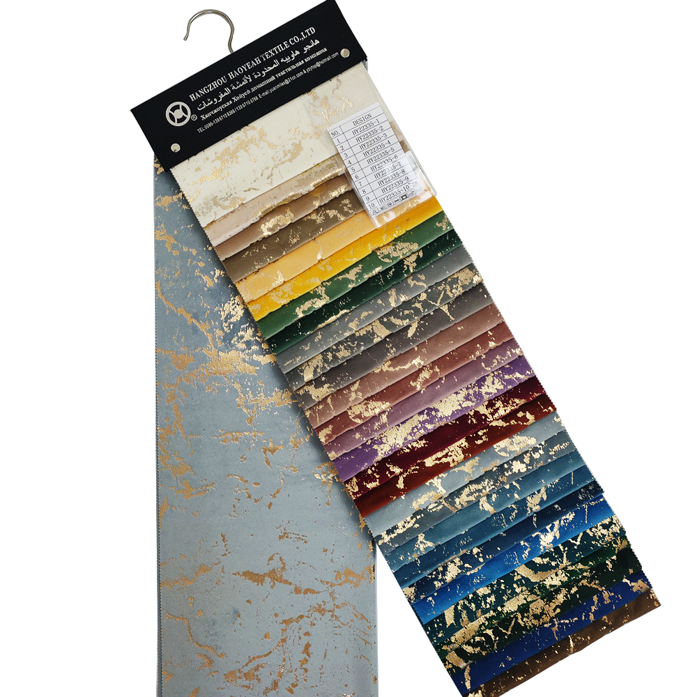 Customized Foil Print Polyester Holland Bronzing Velvet Fabric for Curtain