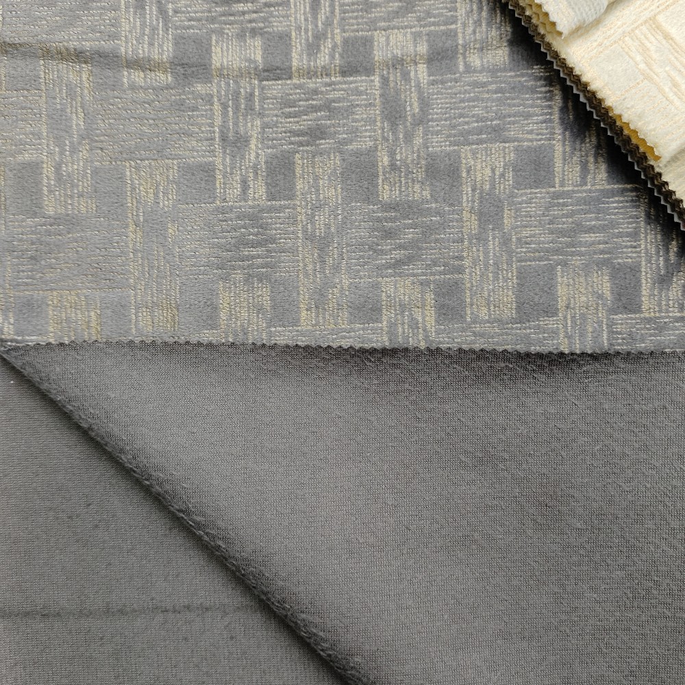 Gird Pattern Polyester Bronzed Glue Pressing Holland Velvet Fabric for Curtain