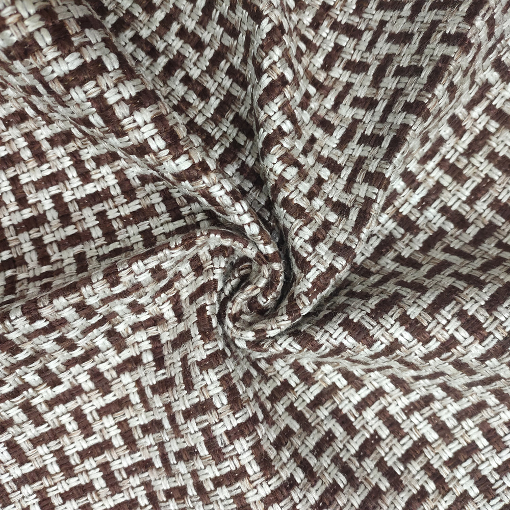 Coarse Hemp Lattice Design Woven Trending Imitation Linen Sofa Fabric 