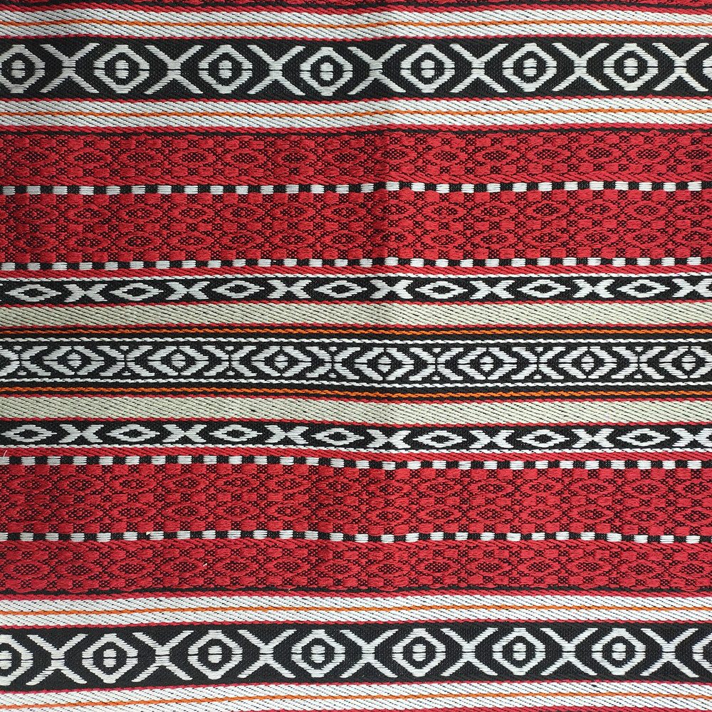 Arabic Style Red and Black Jacquard Sadu Fabric for Sofa Furniture Textile