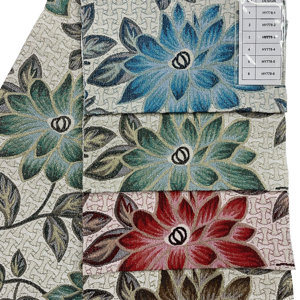 Polyester Multicolor Floral and Leaf Pattern Cotton Jacquard Sofa Fabric