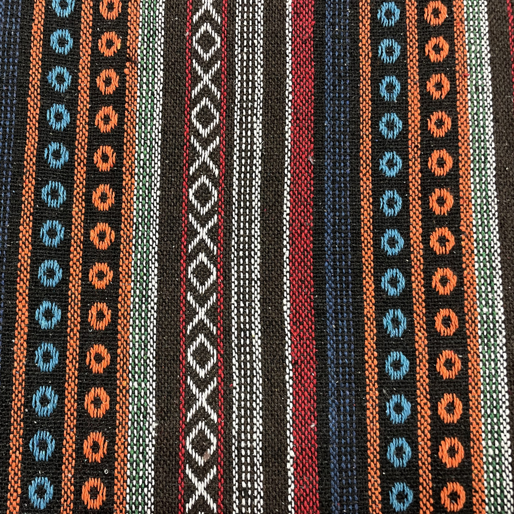 Classic Striped Ethnic Style Colorful Recycled Cotton Yarn Dyed Jacquard Clothing Fabric 