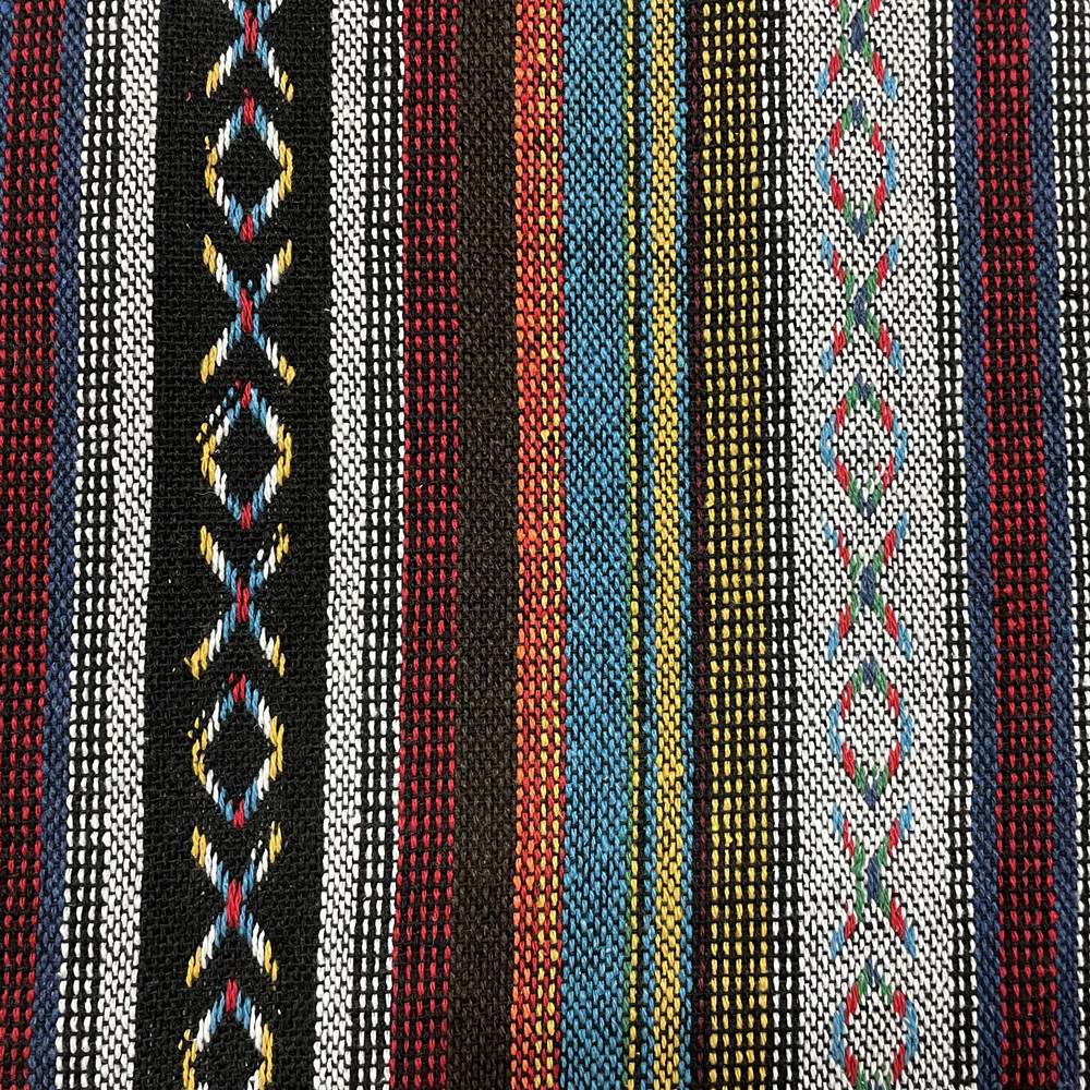 Classic Striped Ethnic Style Colorful Recycled Cotton Yarn Dyed Jacquard Clothing Fabric 