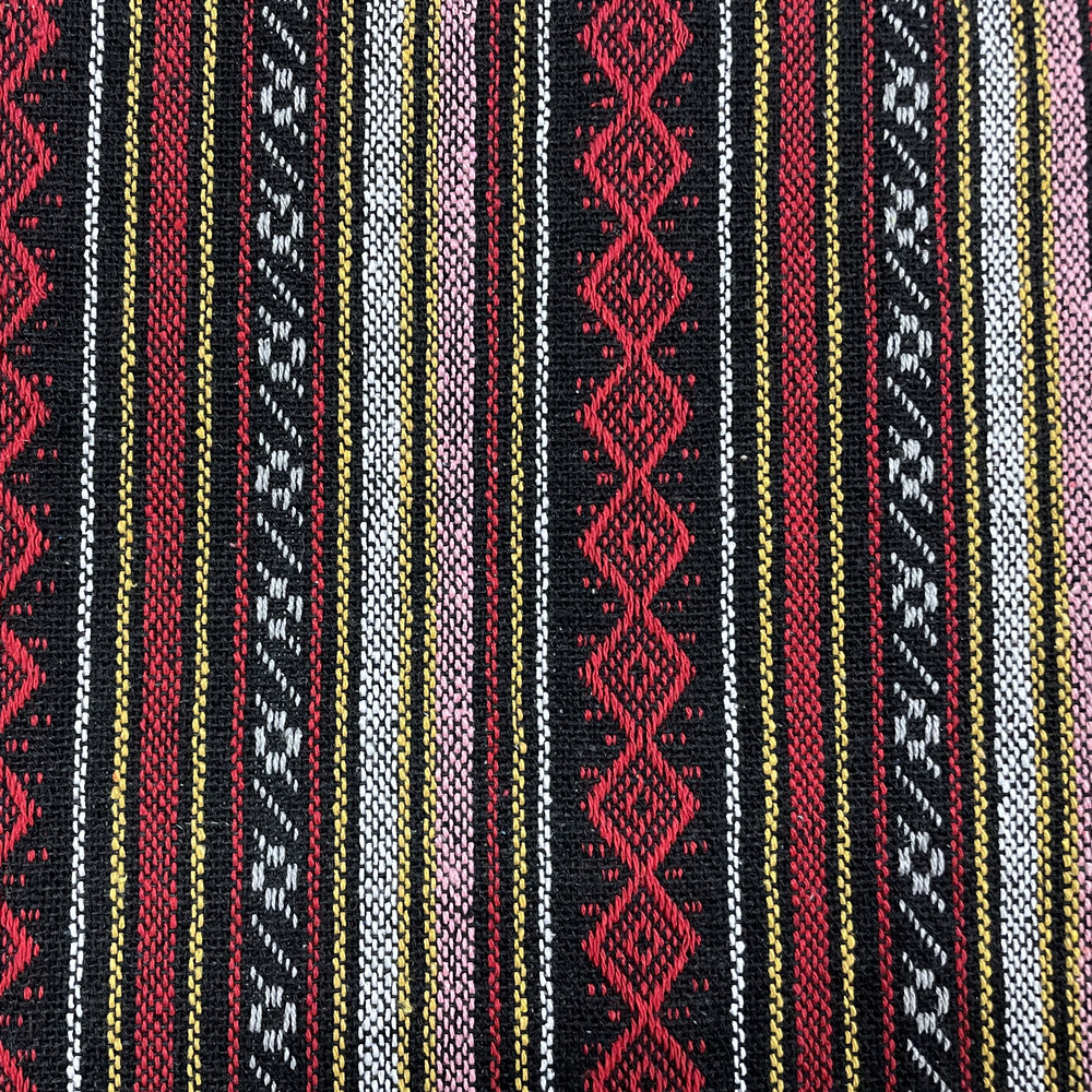 Classic Striped Ethnic Style Colorful Recycled Cotton Yarn Dyed Jacquard Clothing Fabric 