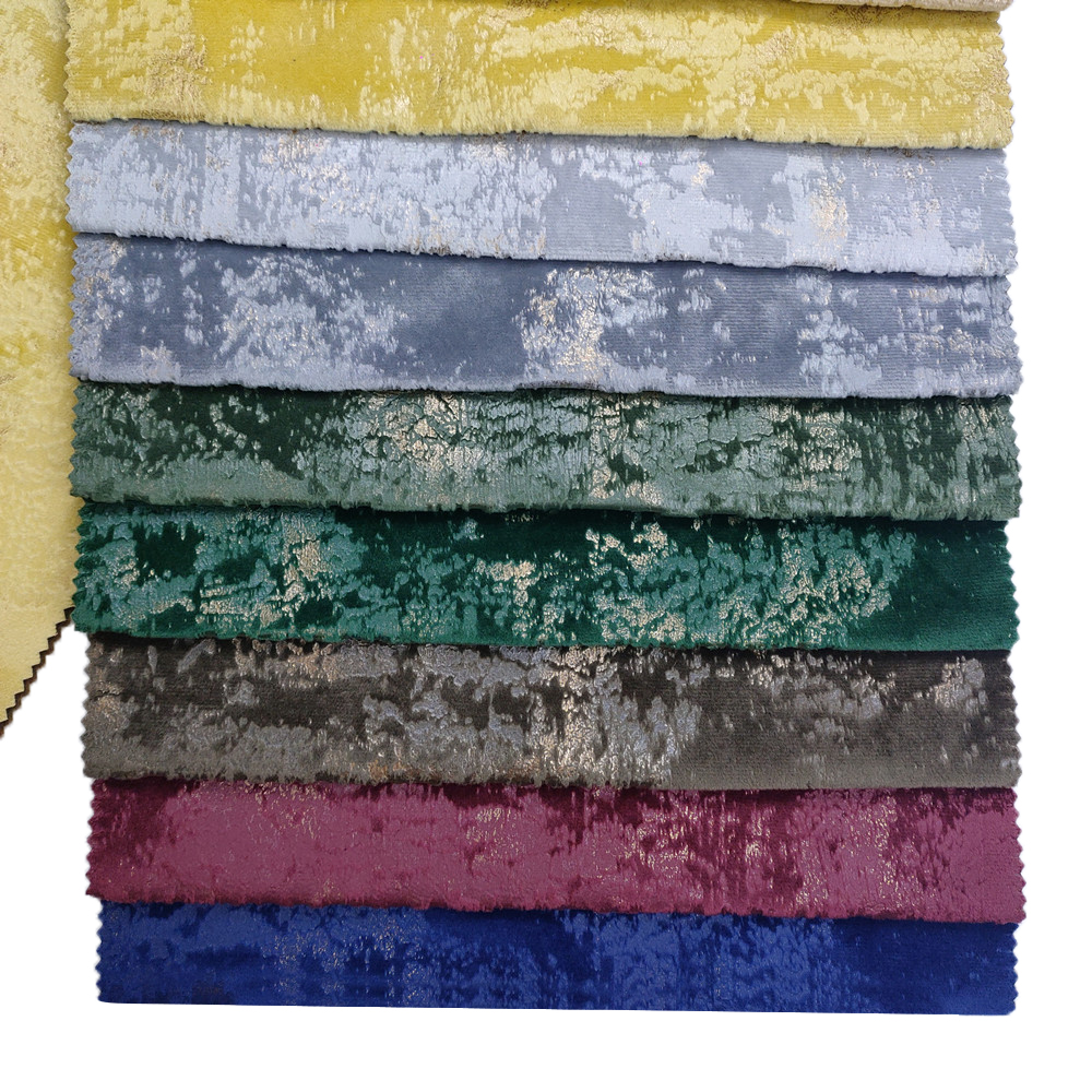 Super Soft Polyester Plain Color Glitter Bronzing Holland Velvet Sofa Fabric 