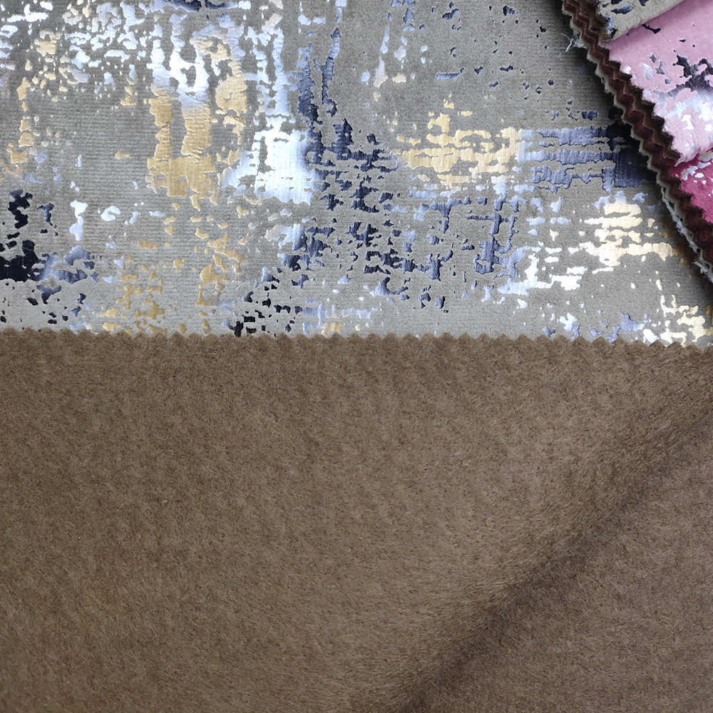 Heavyweight Polyester Three Color Bronzing Foil Holland Velvet Sofa Fabric 