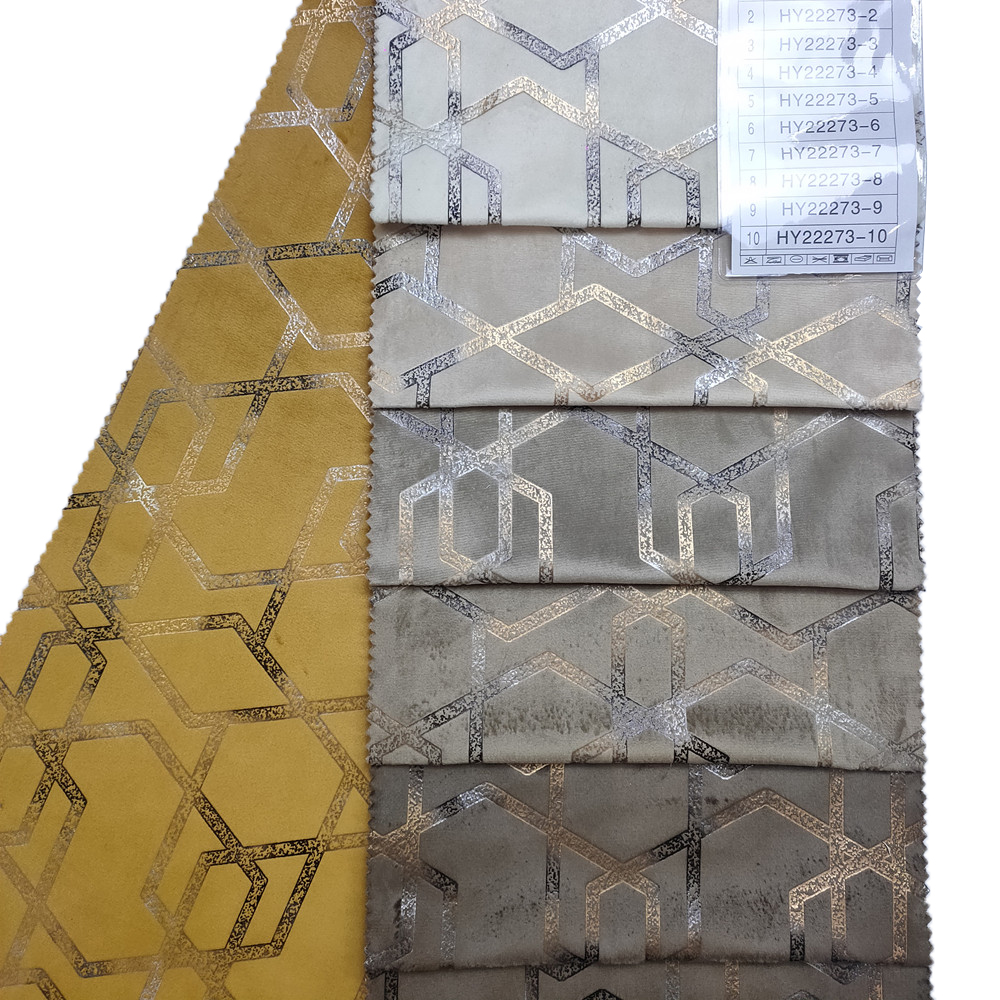 Creative Geometric Pattern Gold Foil Print Holland Velvet Sofa Funiture Fabric 