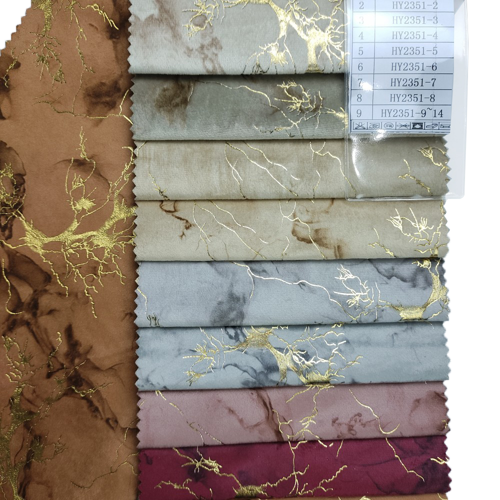 New Modern Design Polyester Foil Print Holland Velvet Sofa Fabric