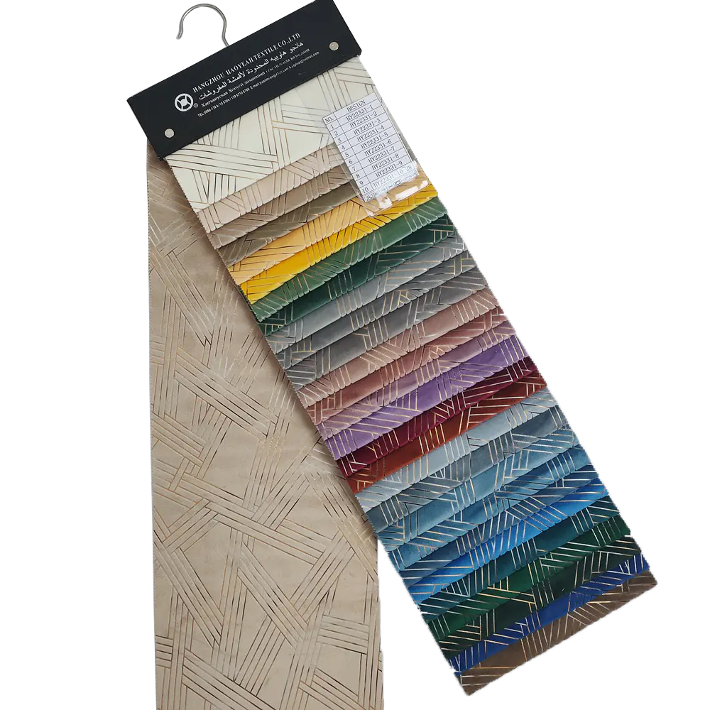 Bronzing Line Pattern Polyester Foil Print Holland Velvet Curtain Fabric 
