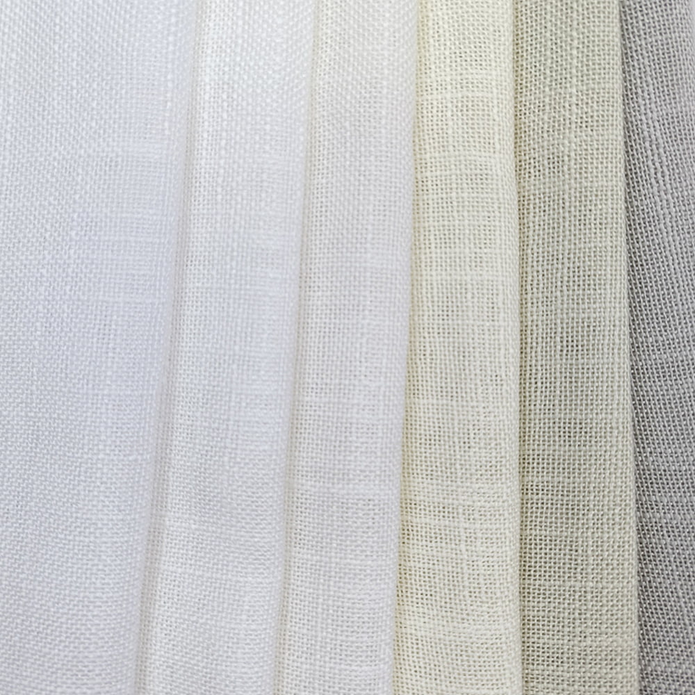 Best Selling Classic Linen Sheer Curtain Fabric Slub Texture Voile Transparent Tulle Home Textile Fabric For Hotel Home Curtain