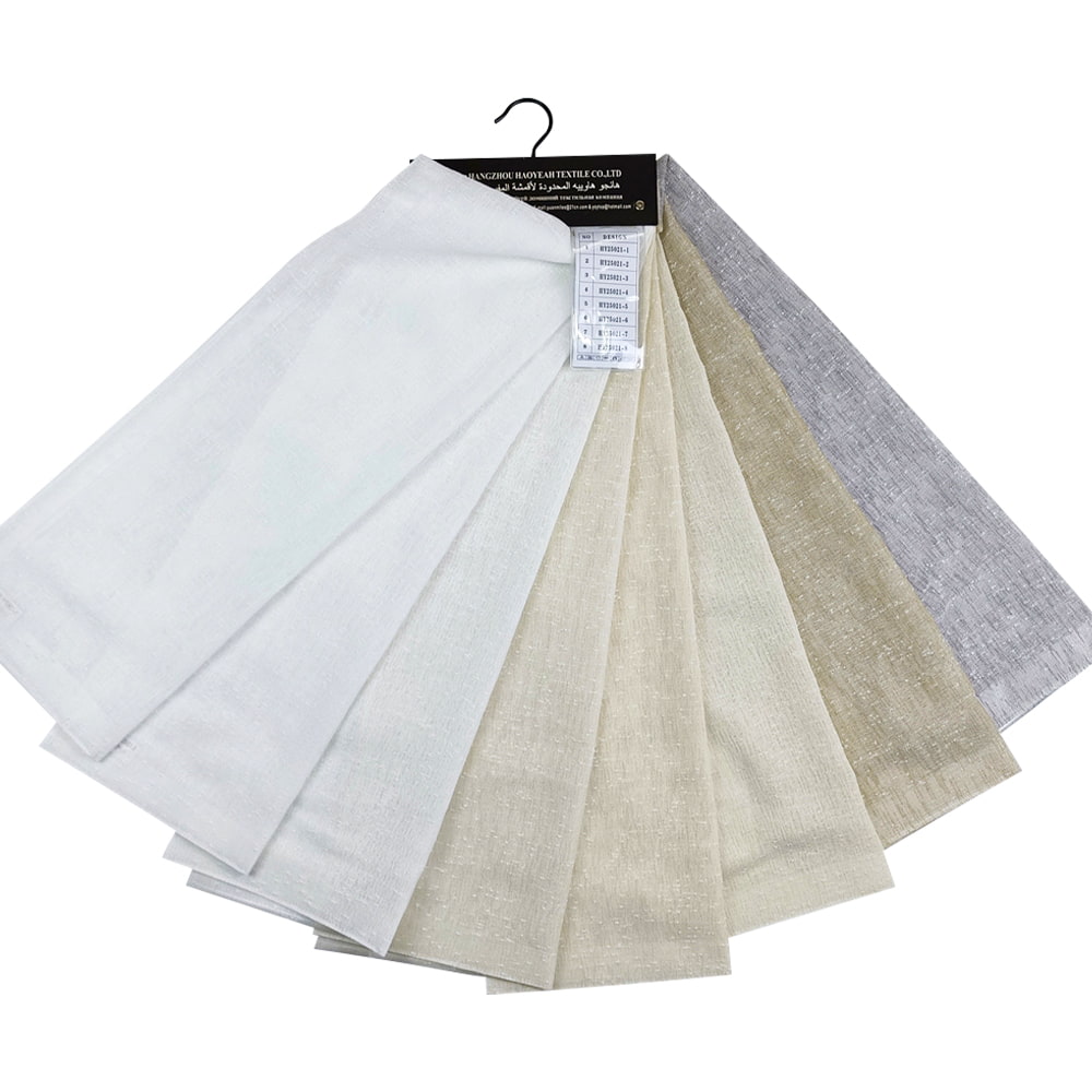 Factory Direct Sales High Quality Solid Color Luxury Style Sheer Curtain Fabric Linen Pattern For Home Textile