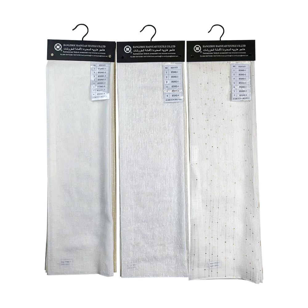 Factory Direct Sales High Quality Solid Color Luxury Style Sheer Curtain Fabric Linen Pattern For Home Textile