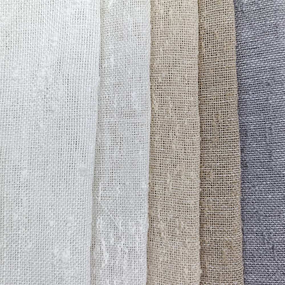 Factory Direct Sales High Quality Solid Color Luxury Style Sheer Curtain Fabric Linen Pattern For Home Textile