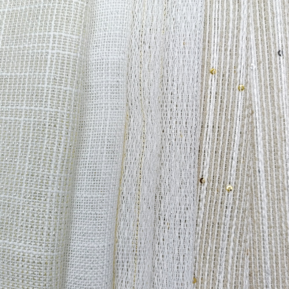 Wholesale Sparkly 100% Polyester Solid Color Luxury Style Foil Mesh Metallic Sequin Sheer Curtain Fabric For Home Textile