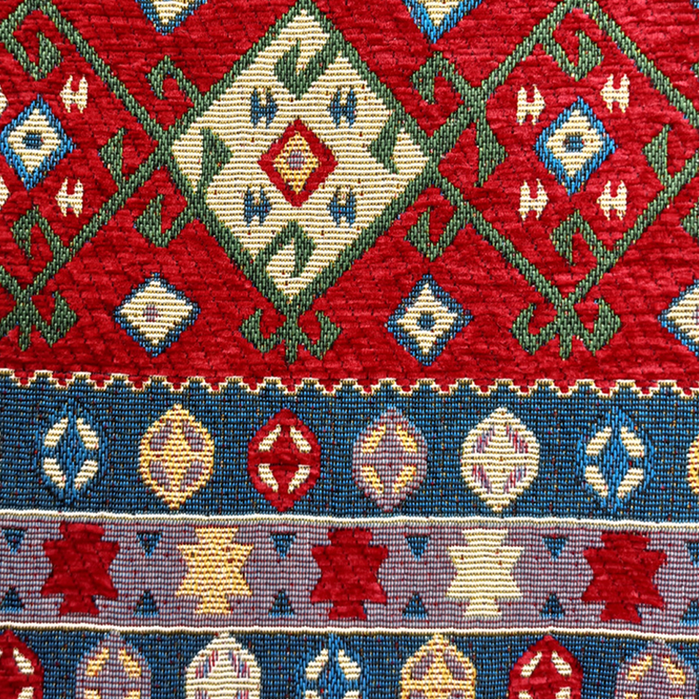 National Style Design Polyester/cotton Fabric Yarn-dyed Woven Jacquard Chenille Upholstery Fabric for Curtain Cushions Sofa Garments