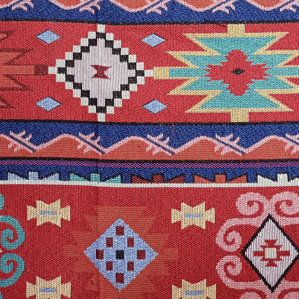 Factory Wholesale Soft Feel Polyester Cotton Blended National Style Recycled Cotton Jacquard Fabric for Home Textile