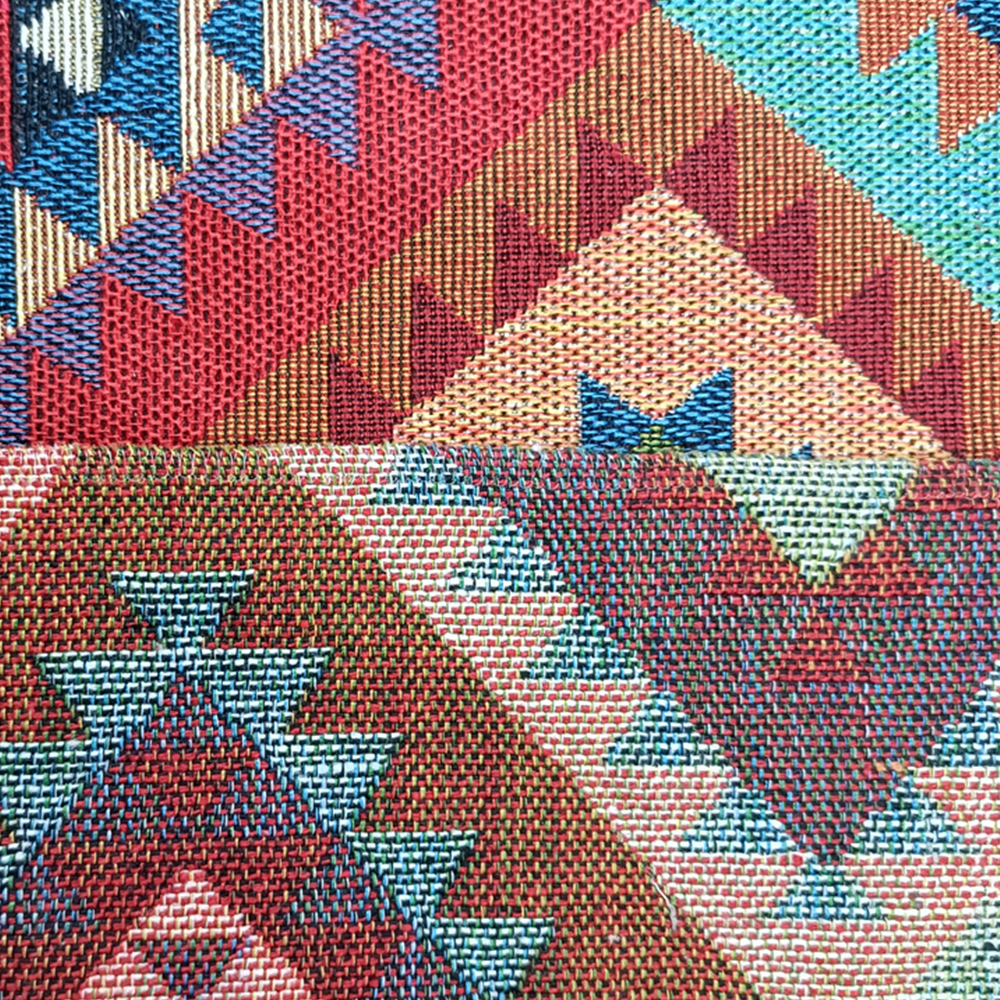 Factory Wholesale Soft Feel Polyester Cotton Blended National Style Recycled Cotton Jacquard Fabric for Home Textile