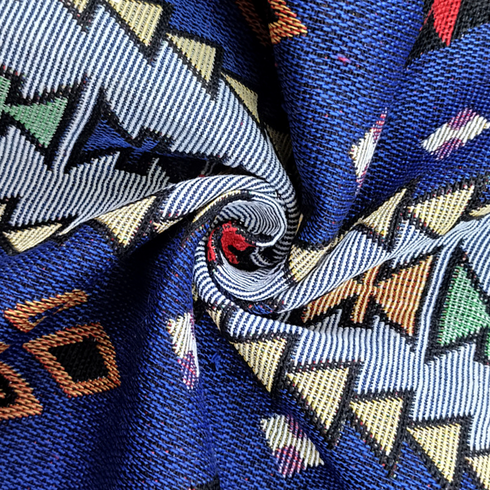 Factory Wholesale Soft Feel Polyester Cotton Blended National Style Recycled Cotton Jacquard Fabric for Home Textile