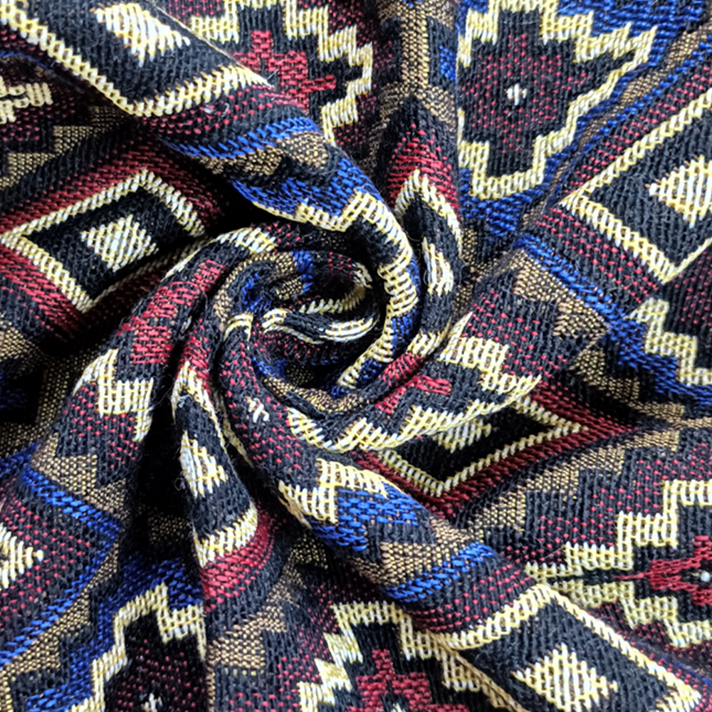 National Style Recycled Cotton Yarn-dyed Jacquard Upholstery Fabric for Sofa Cushion Backpack Bags and Other Home Decoration