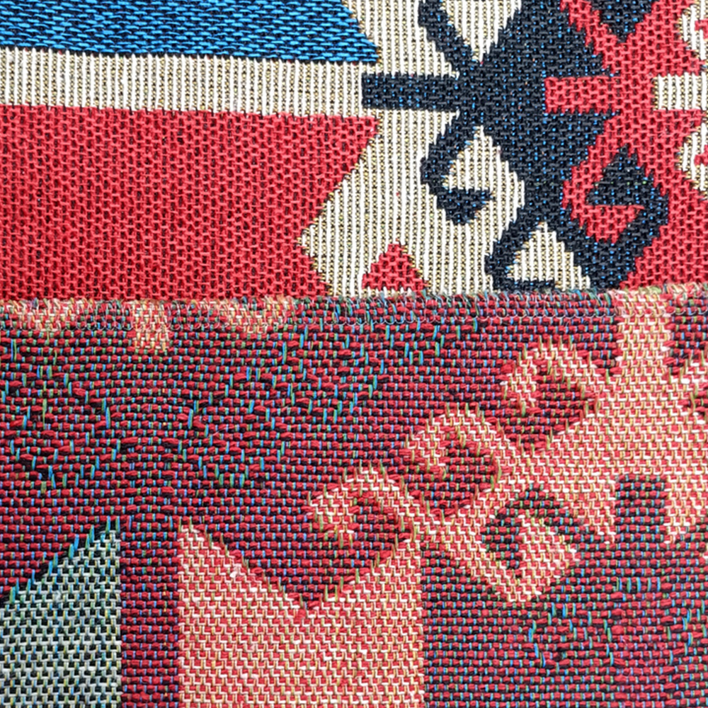 National Style Recycled Cotton Yarn-dyed Jacquard Upholstery Fabric for Sofa Cushion Backpack Bags and Other Home Decoration